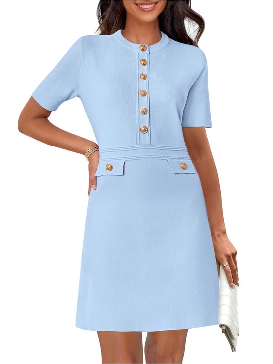 Merokeety Dresses & Skirts - 🌟2X HOST PICK!🌟 BNWT 🩵 MEROKEETY Ribbed Knit Button-Front Body-Con Mini Dress